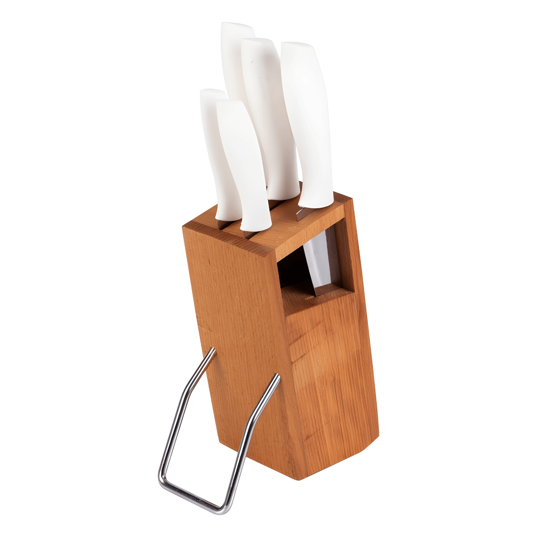 6 Piece Knife Set with Luxury Stand - White Or Gray Lebanon"
