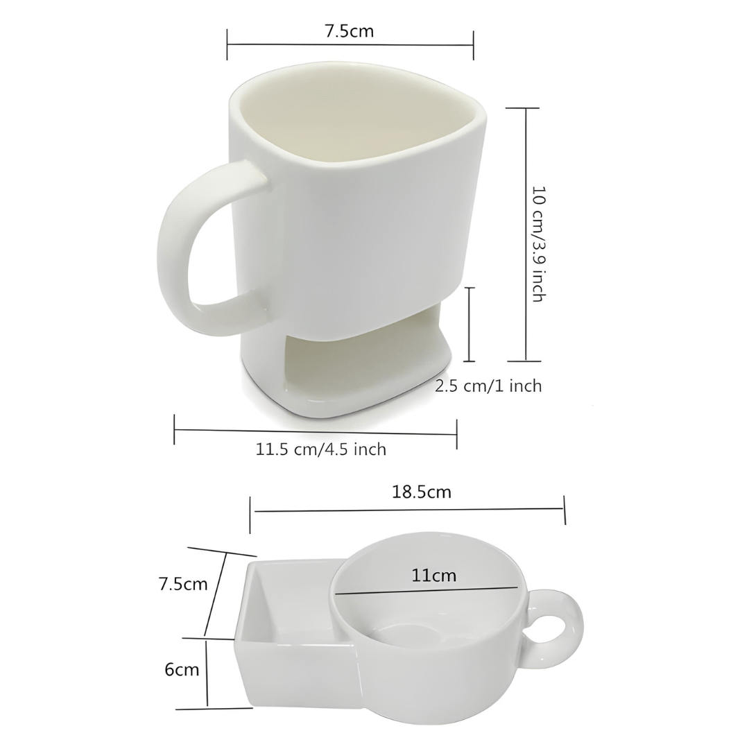 Ceramic Coffee Mug with Biscuit Holder – 180ml or 250ml