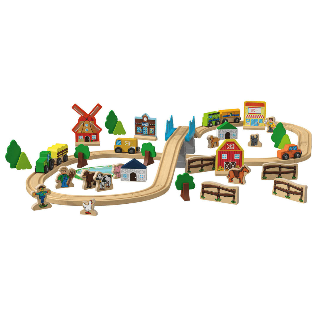 Playtive Farm Wooden Train Set 57 Pieces 2.7m Lebanon"
