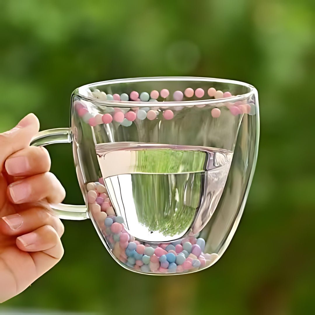 Unique 250ml Double Walled Glass Mug