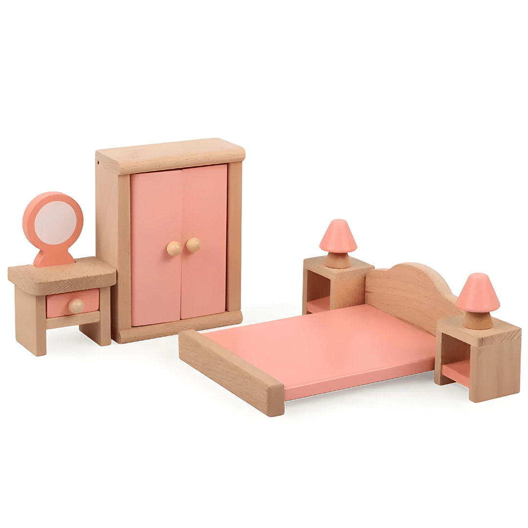 Premium Quality Wood Dollhouse Furniture Set 24pcs