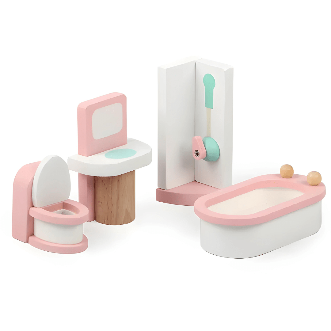 Premium Quality Wood Dollhouse Furniture Set 24pcs