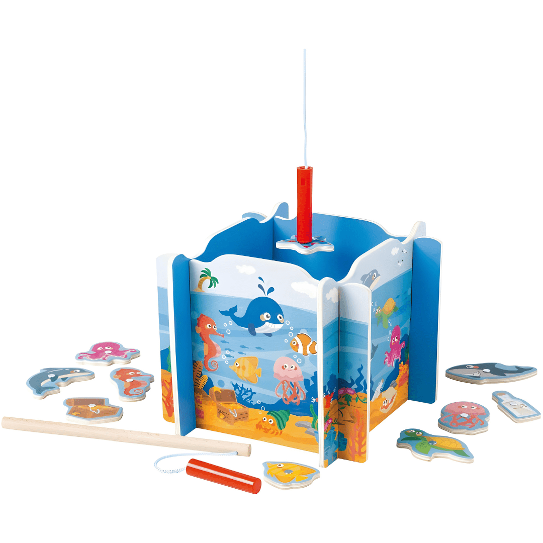 Playtive Wooden Magnetic Fishing Game – 20-Piece Educational Toy for Kids (2+ Years)