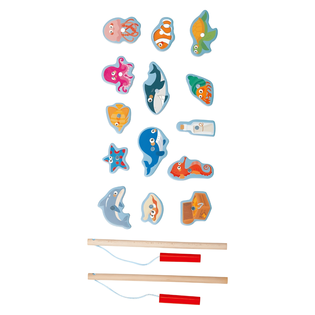 Playtive Wooden Magnetic Fishing Game – 20-Piece Educational Toy for Kids (2+ Years)