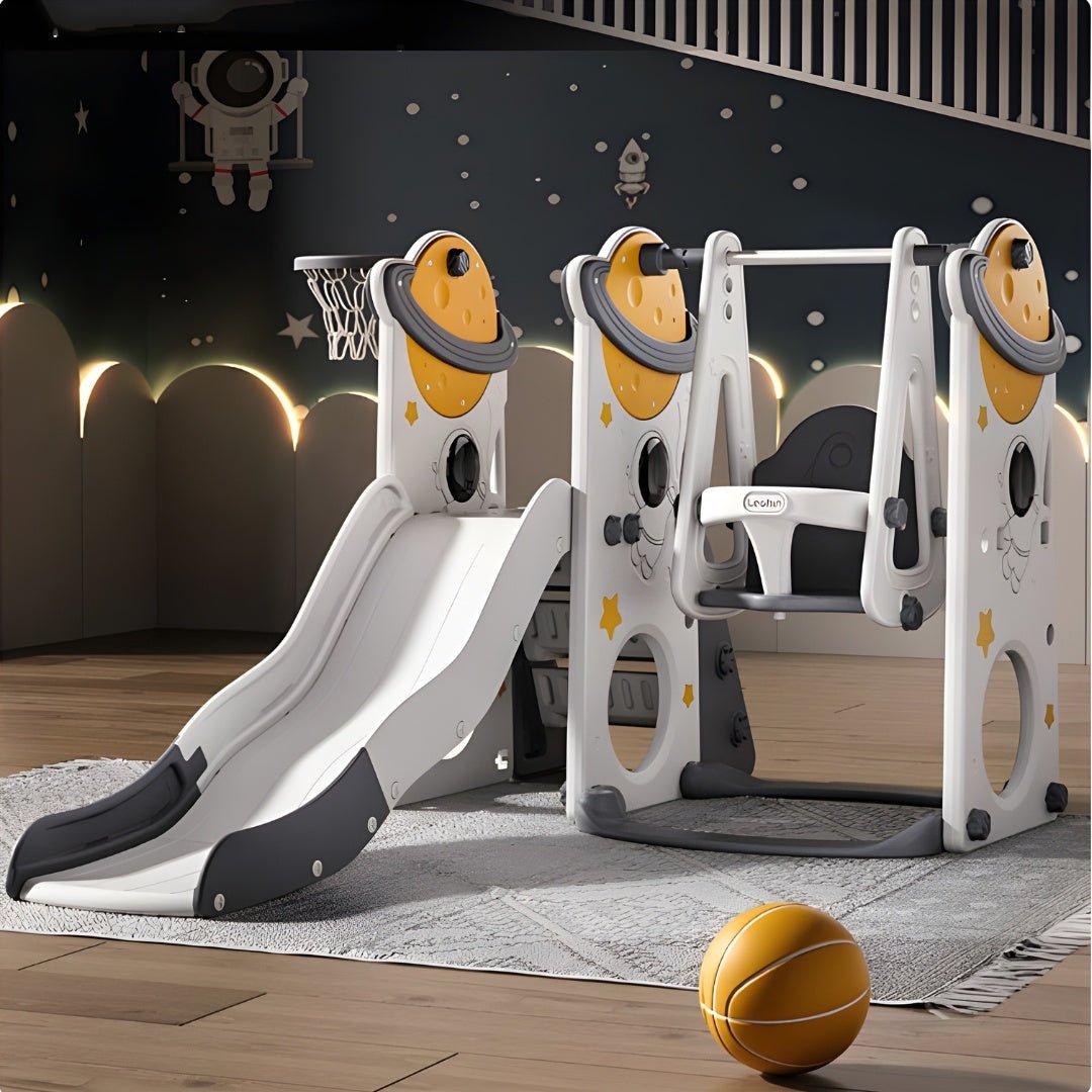 Space-Themed 3-in-1 Slide & Swing Set
