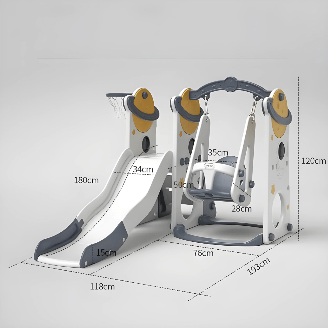 Space-Themed 3-in-1 Slide & Swing Set