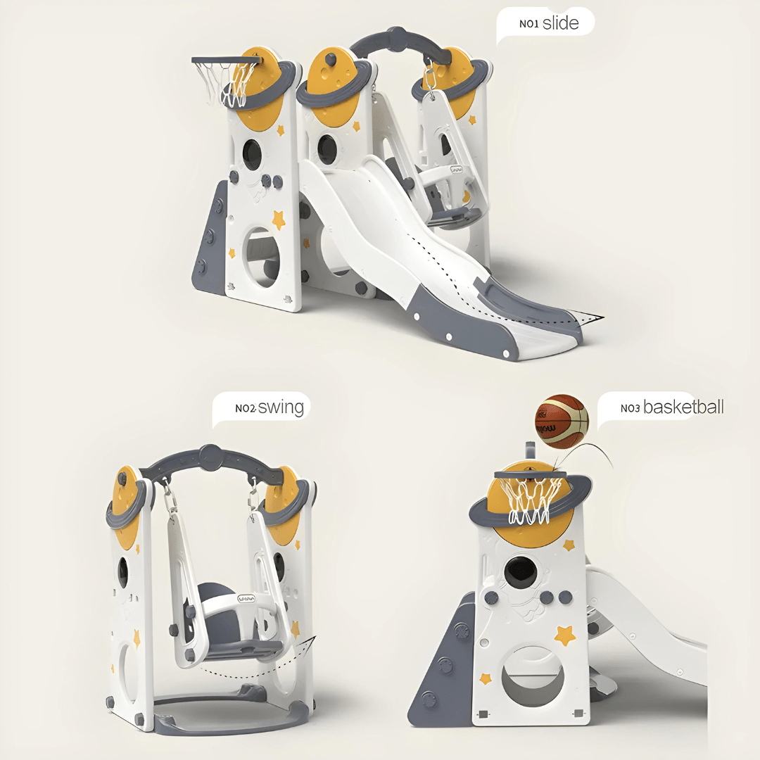 Space-Themed 3-in-1 Slide & Swing Set