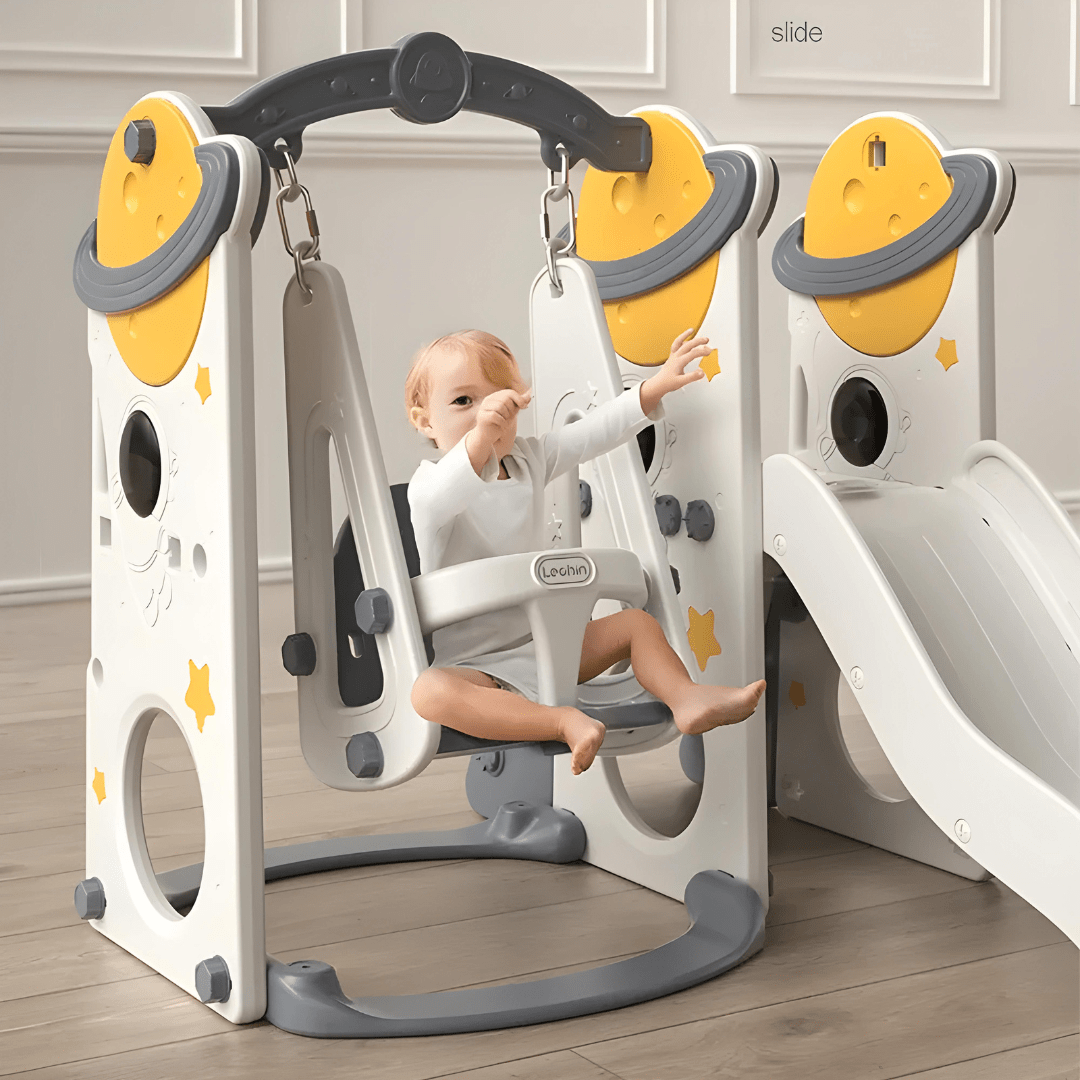 Space-Themed 3-in-1 Slide & Swing Set