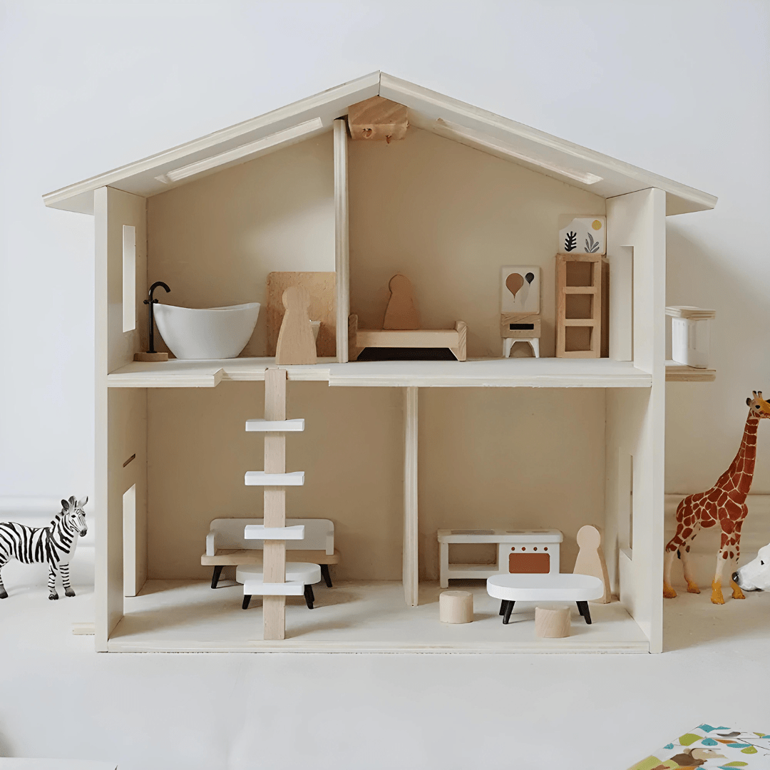 Furnished Wooden Dollhouse 3 Years +