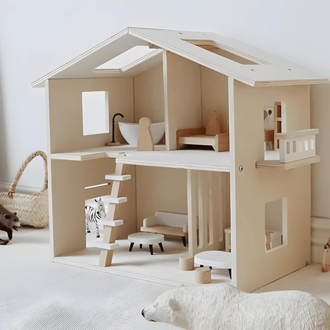 Furnished Wooden Dollhouse 3 Years +