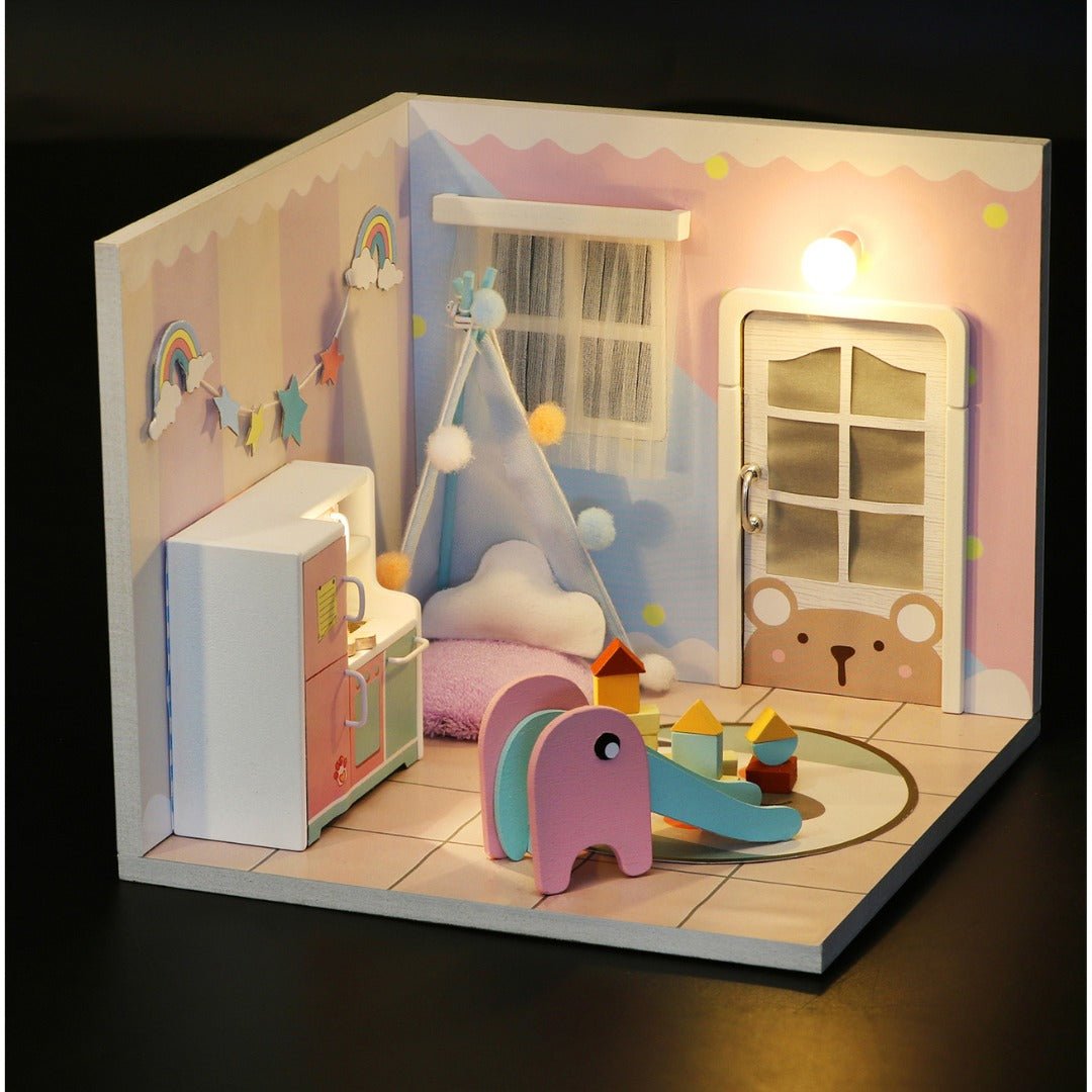 DIY Sweet Dream Bedroom – Miniature Dollhouse with LED & Furniture