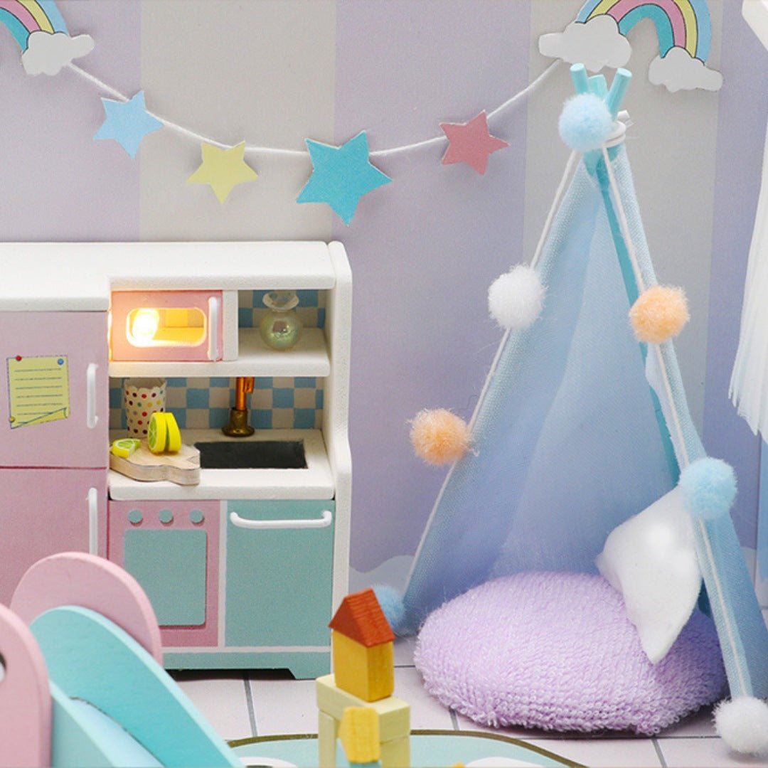 DIY Sweet Dream Bedroom – Miniature Dollhouse with LED & Furniture