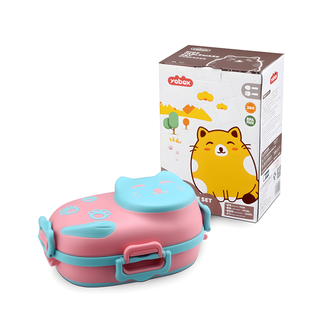 Little Cat 3-Compartment Stainless Steel Feeding Set