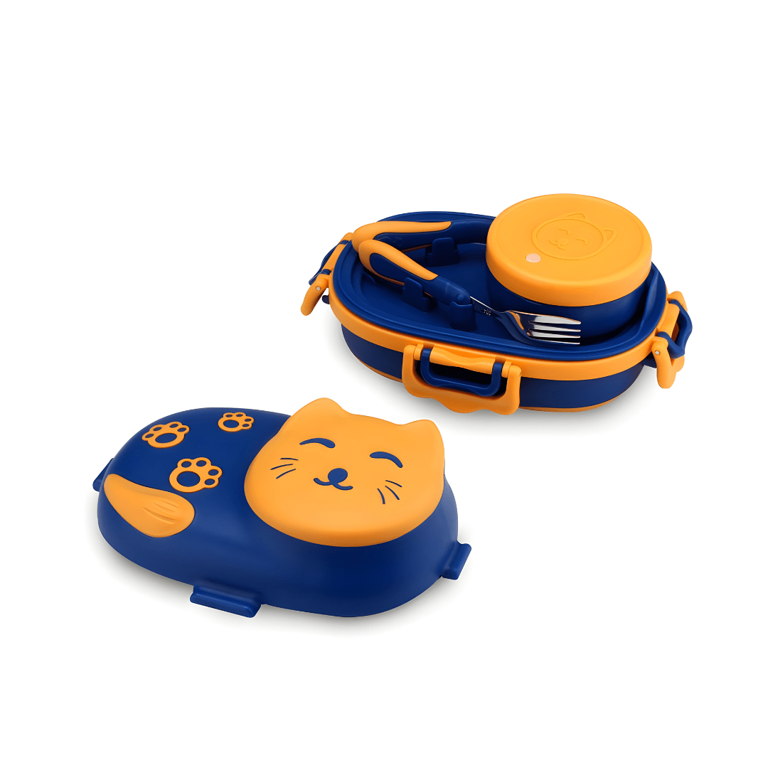 Little Cat 3-Compartment Stainless Steel Feeding Set