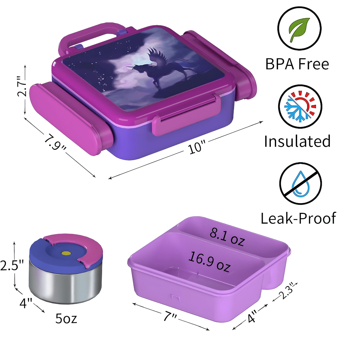 Kids Bento Lunch Box – Leak-Proof, BPA-Free, with Thermos