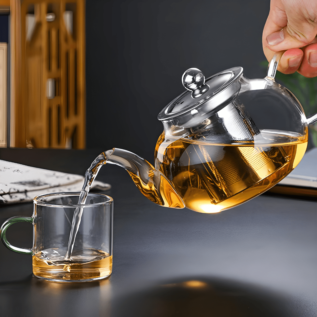 Heat-Resistant Borosilicate Glass Teapot with Strainer 1000ML