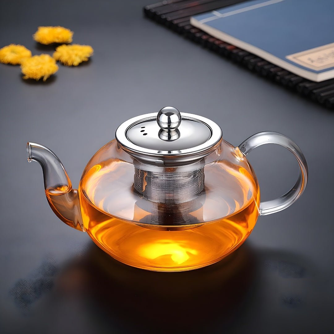 Heat-Resistant Borosilicate Glass Teapot with Strainer 1000ML