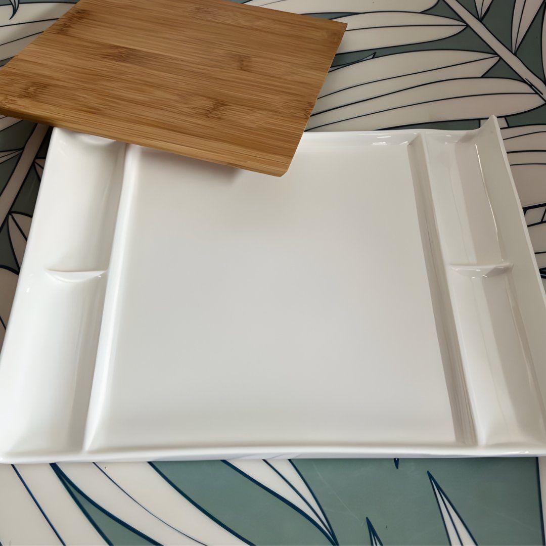ERNESTO 2-in-1 Bamboo & Ceramic Serving and Cutting Tray (30×23cm)