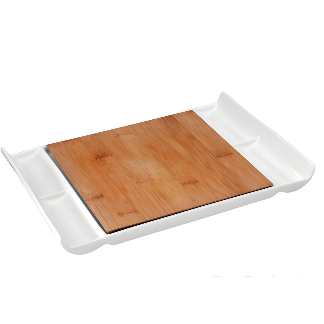 ERNESTO 2-in-1 Bamboo & Ceramic Serving and Cutting Tray (30×23cm)