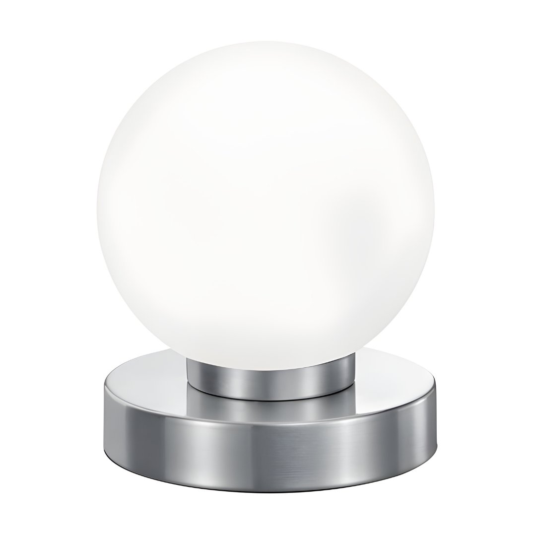 LED Table Lamp with Satin Glass Shade & Brushed Nickel Base