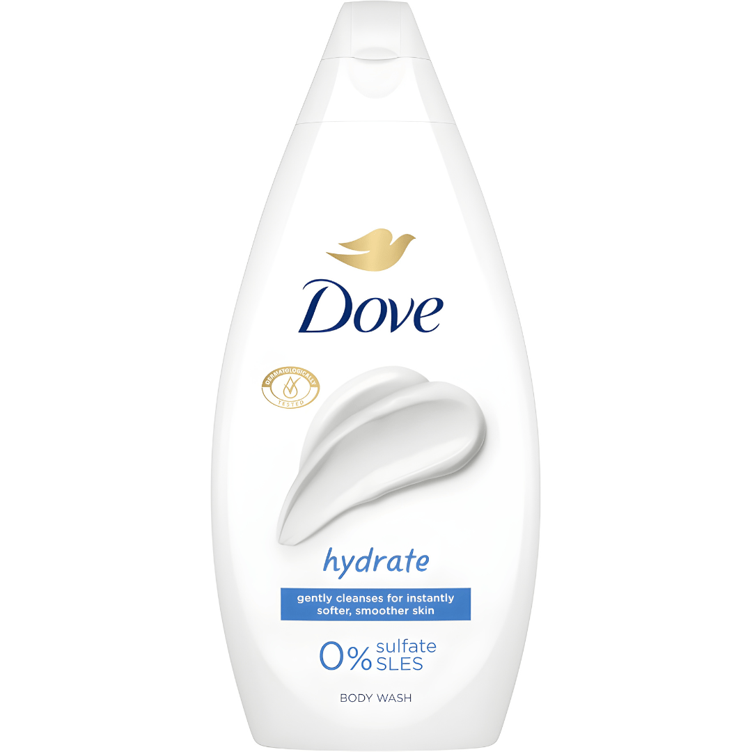 Dove Hydrate Body Wash 450ml – UK Made | 0% Sulfate & Gentle Cleanser