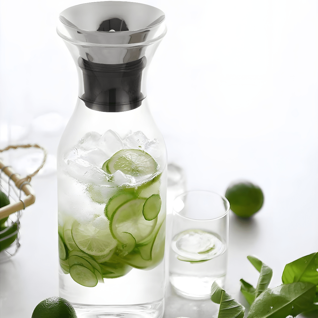 Heat-Resistant Glass Carafe 1700ml with Stainless Steel Flip-Top Lid