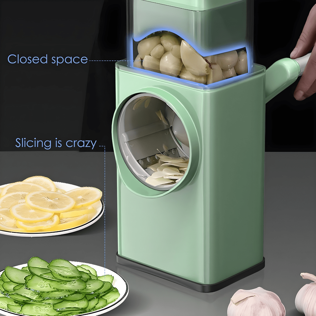 Multi-Function Vegetable Cutter with Stainless Steel Panel – 3-in-1 Drum Slicer