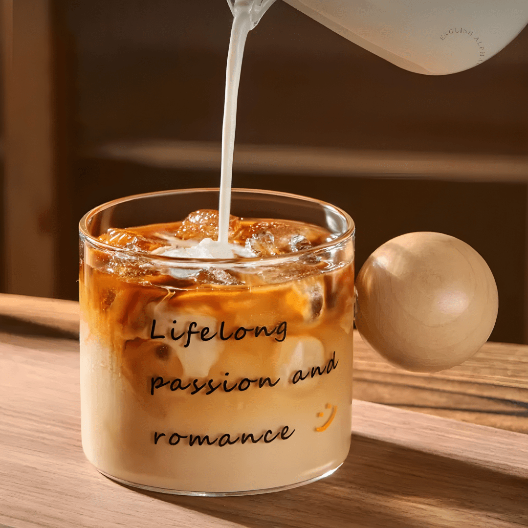 500ml Glass Mug with Wooden Handle & Coaster – Heat Resistant