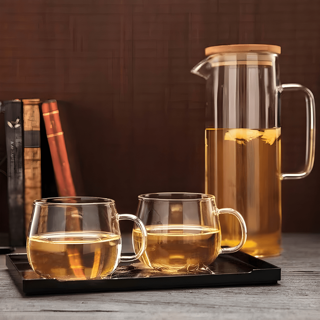 1.5L Borosilicate Glass Pitcher + 6 Cups Set (400ml)