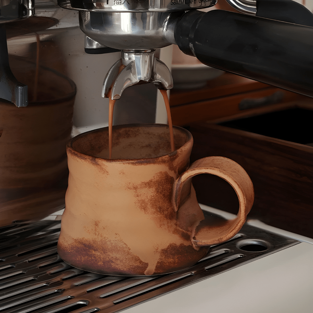 250ml Rustic Handmade Ceramic Mug with Sculpted Handle