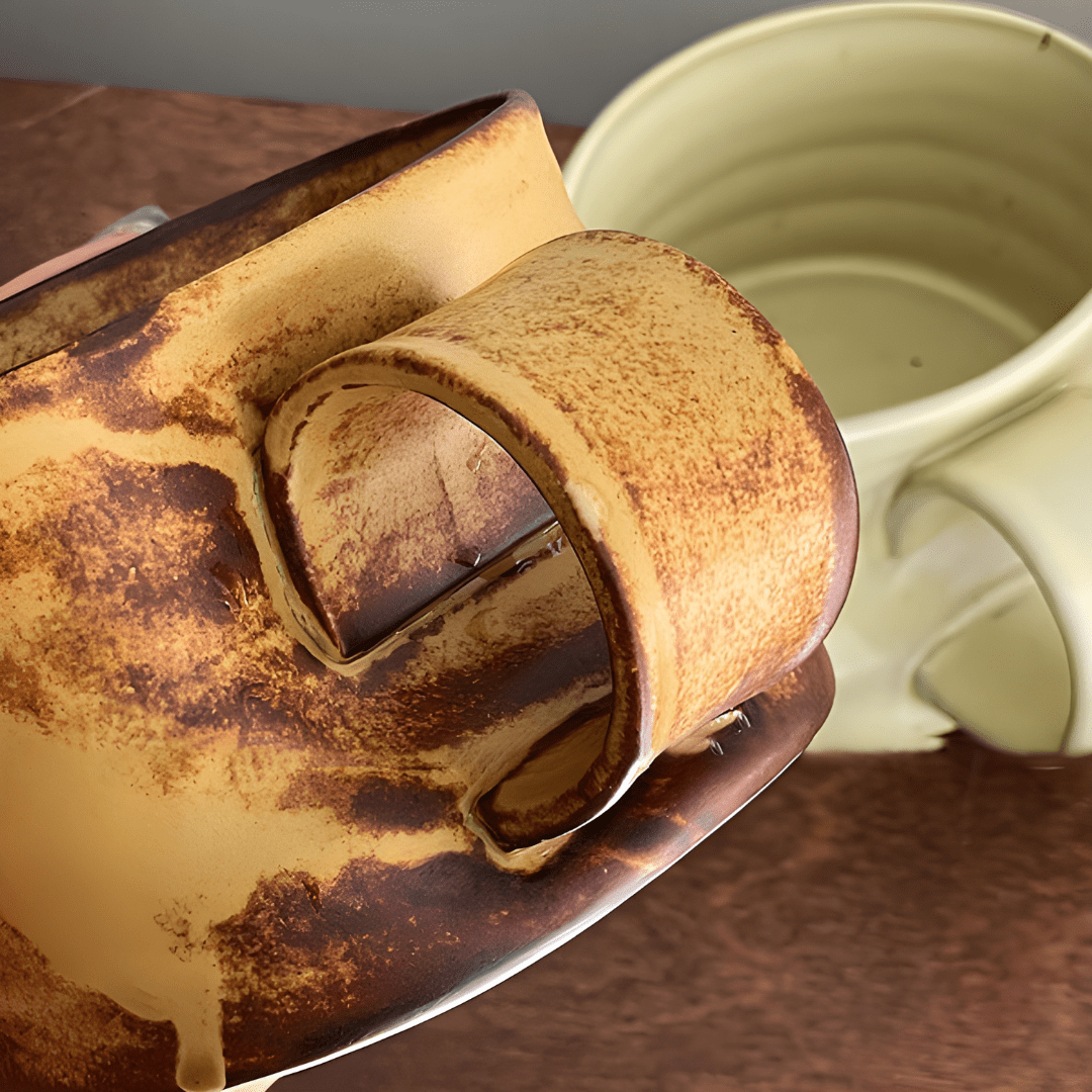 250ml Rustic Handmade Ceramic Mug with Sculpted Handle
