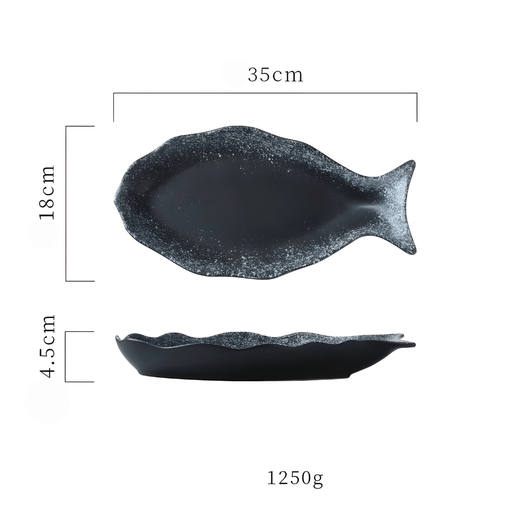 35cm Ceramic Fish-Shaped Plate – Japanese-Style Serving Dish