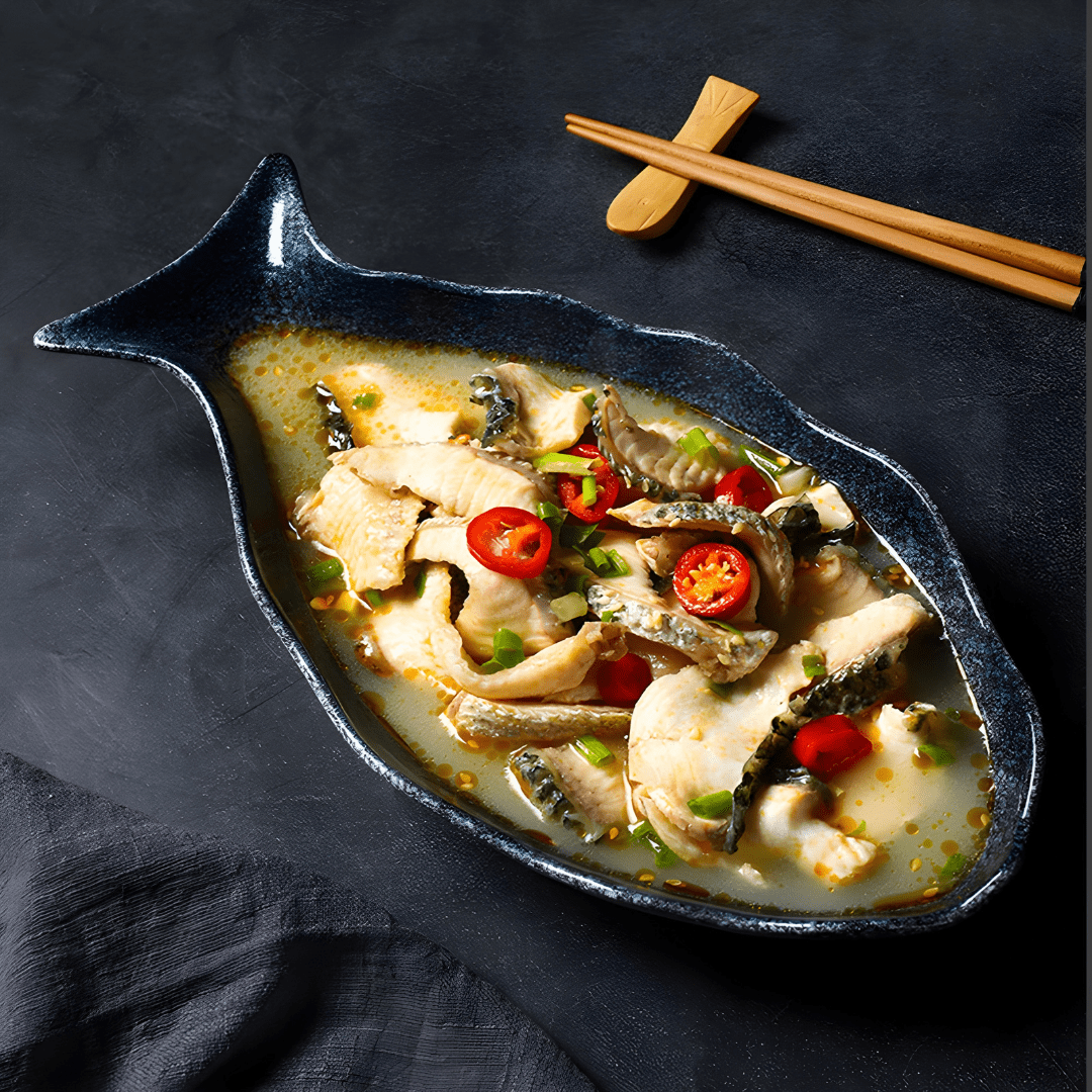 35cm Ceramic Fish-Shaped Plate – Japanese-Style Serving Dish