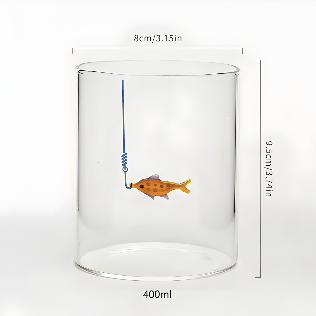Hand-Blown Fish Hook Drinking Glass – 400ml (Blue or Orange)