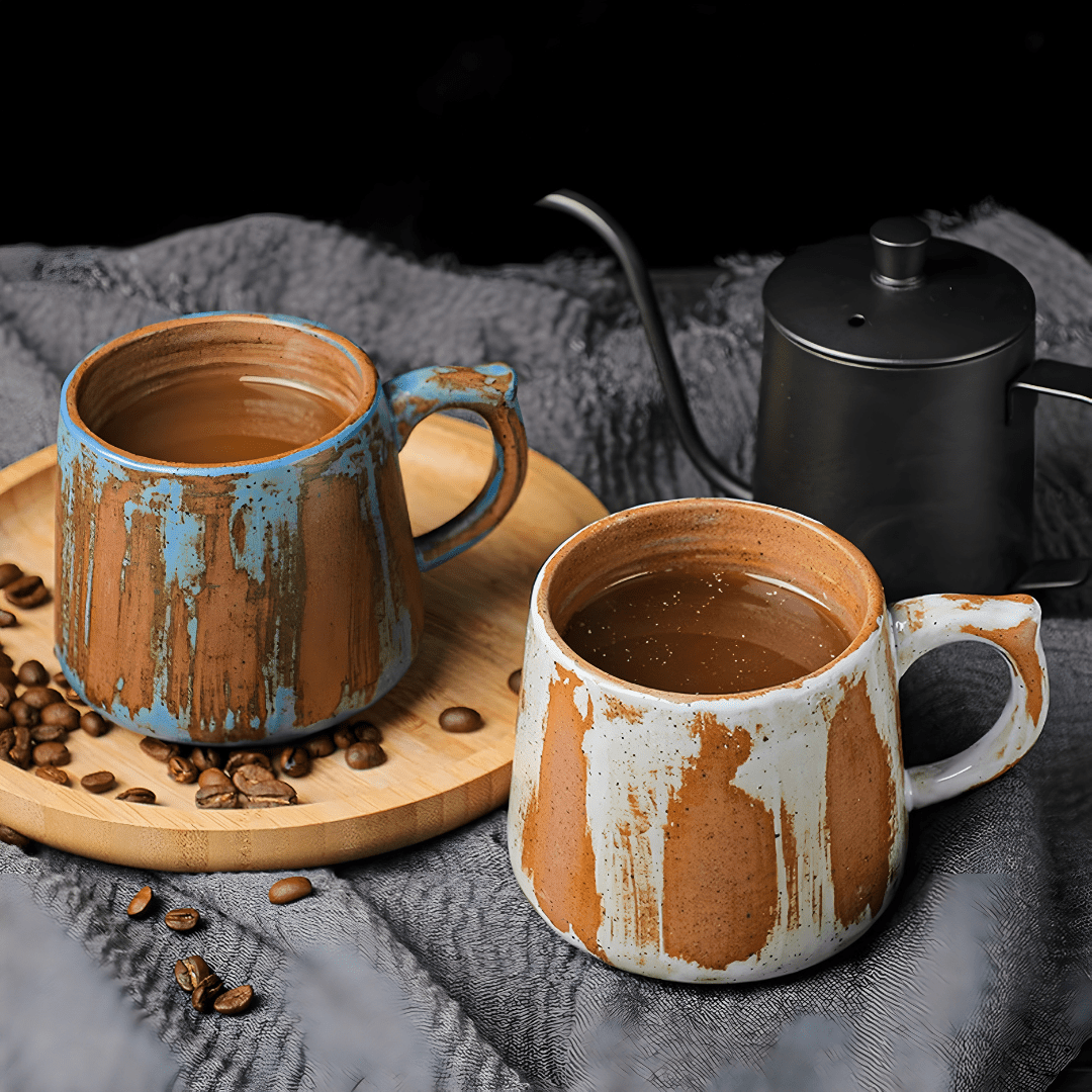 Handmade Rough Pottery Mug – 360ml Rustic Ceramic Cup