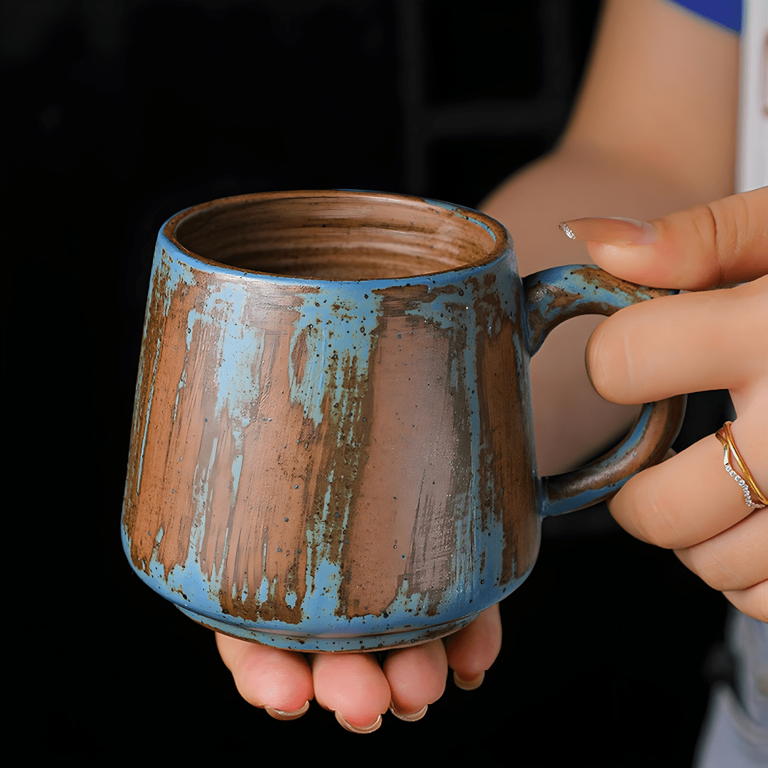 Handmade Rough Pottery Mug – 360ml Rustic Ceramic Cup