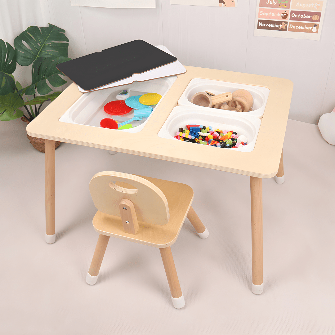 Montessori Wooden Sensory Table with Bins