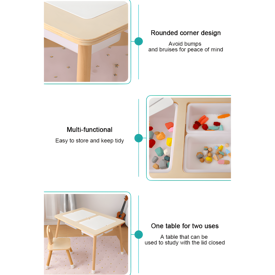 Montessori Wooden Sensory Table with Bins