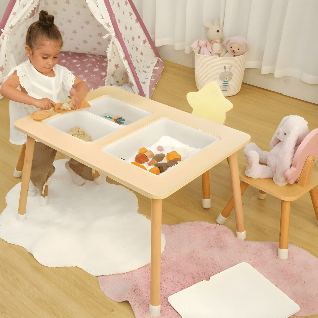 Montessori Wooden Sensory Table with Bins