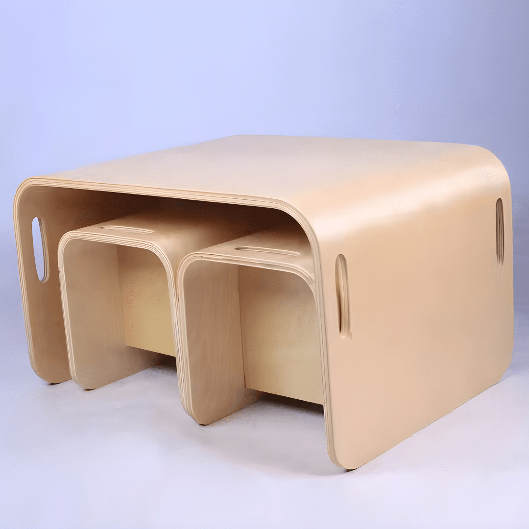 Birch Montessori Table & Chair Set – Natural Finish