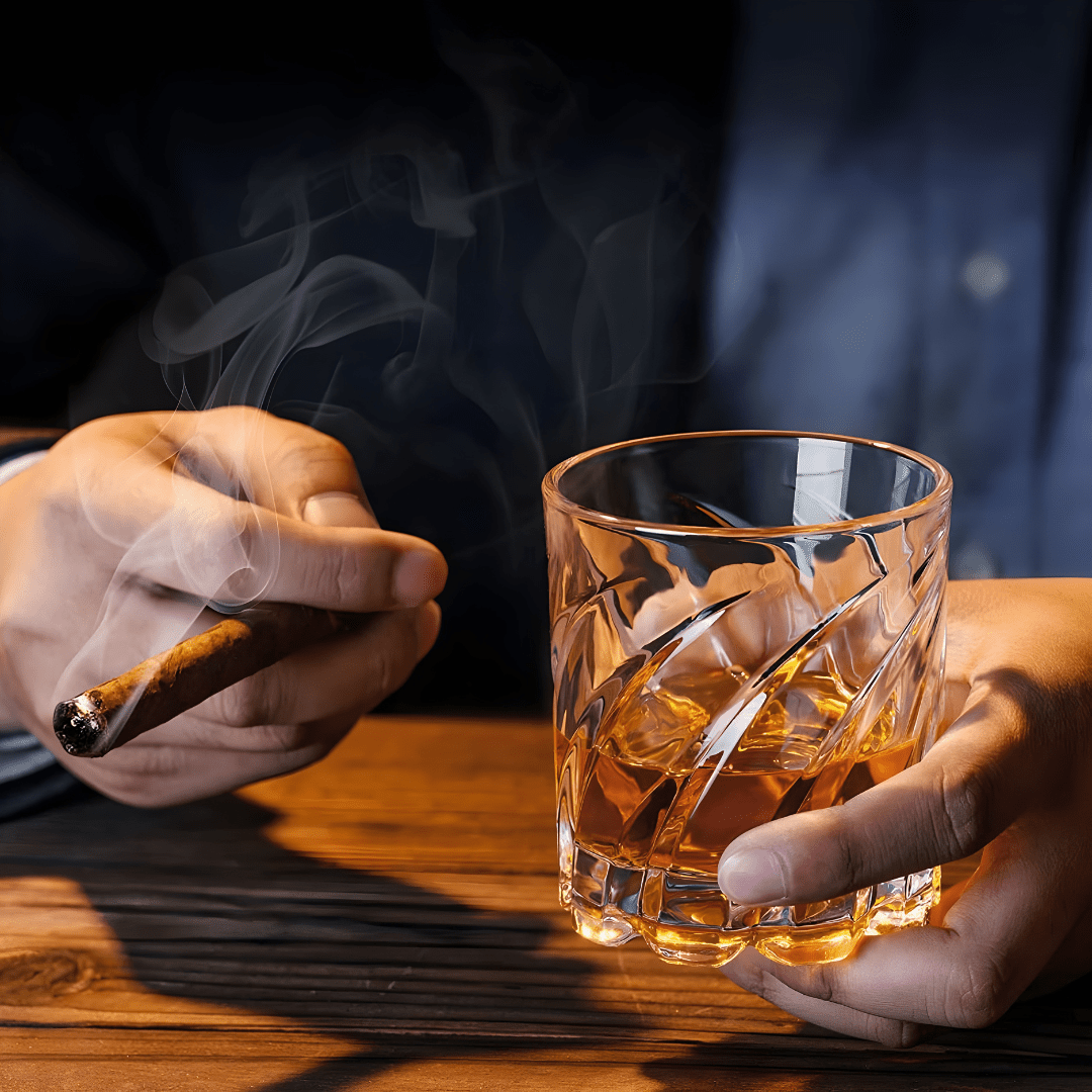 Crystal Rotatable Whiskey Glass – 285ml Tumbler