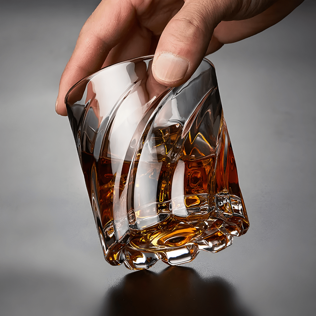 Crystal Rotatable Whiskey Glass – 285ml Tumbler
