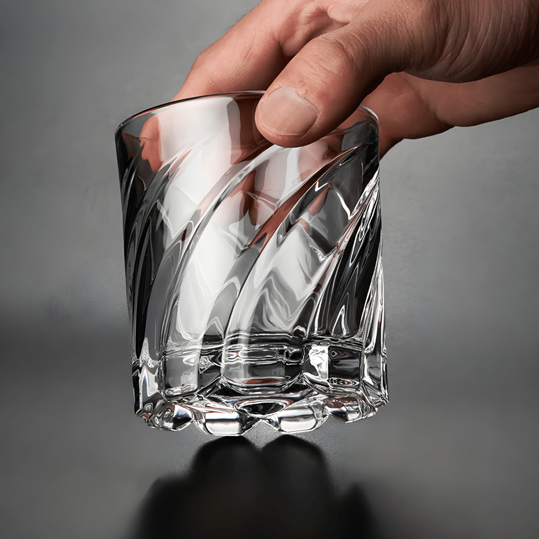 Crystal Rotatable Whiskey Glass – 285ml Tumbler