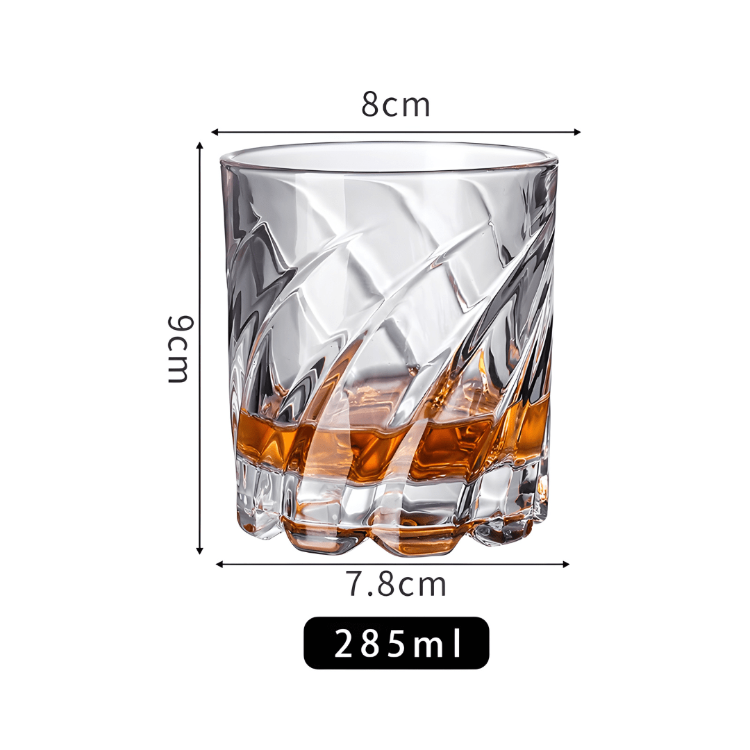 Crystal Rotatable Whiskey Glass – 285ml Tumbler