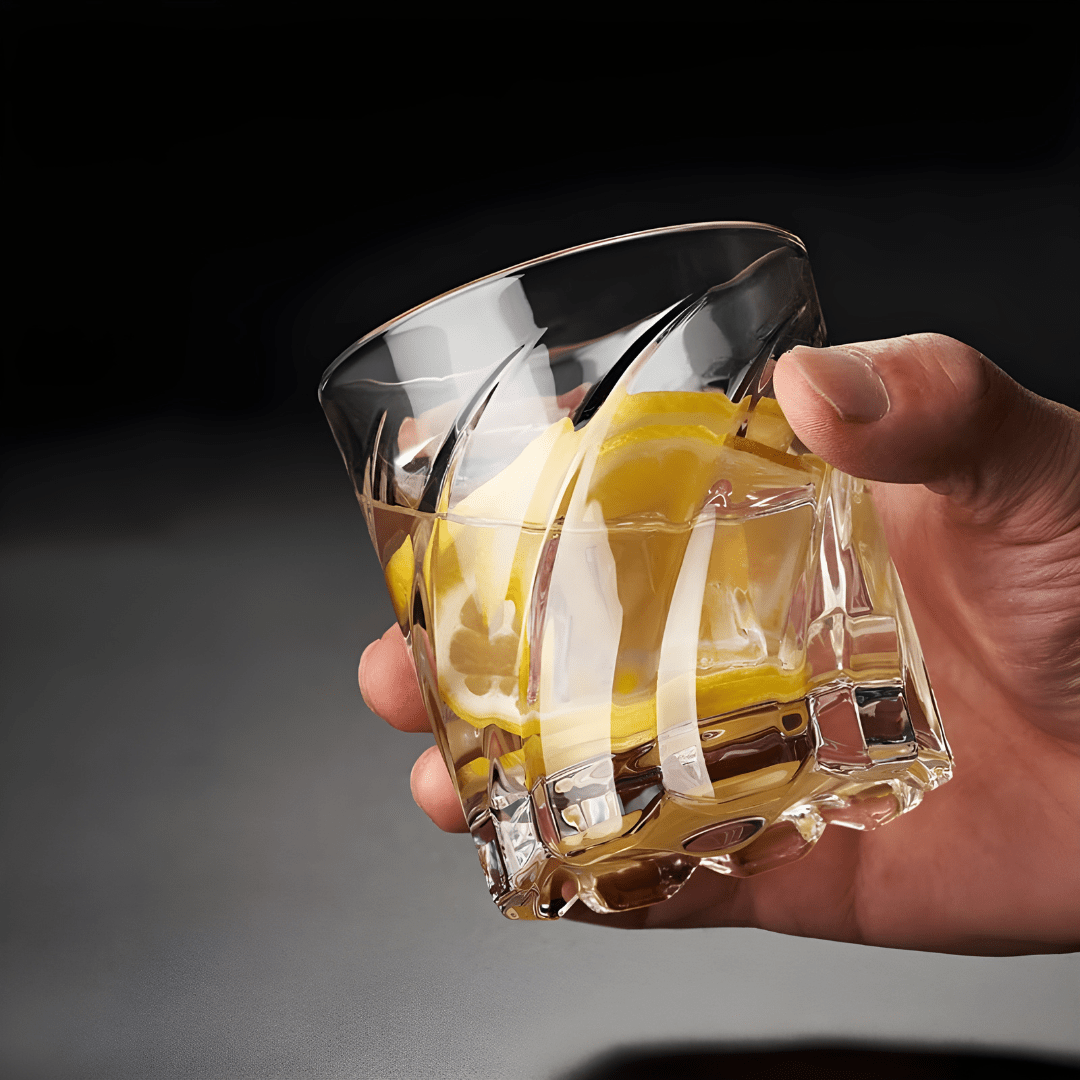 Crystal Rotatable Whiskey Glass – 285ml Tumbler