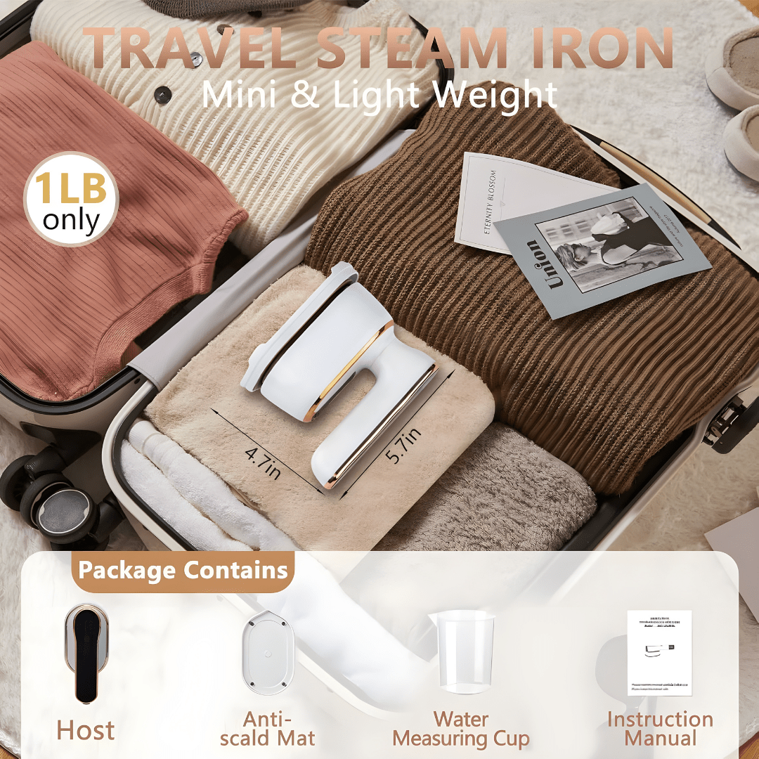 Foldable Mini Steam Iron 1000W – Portable Travel Steamer & Iron 2-in-1