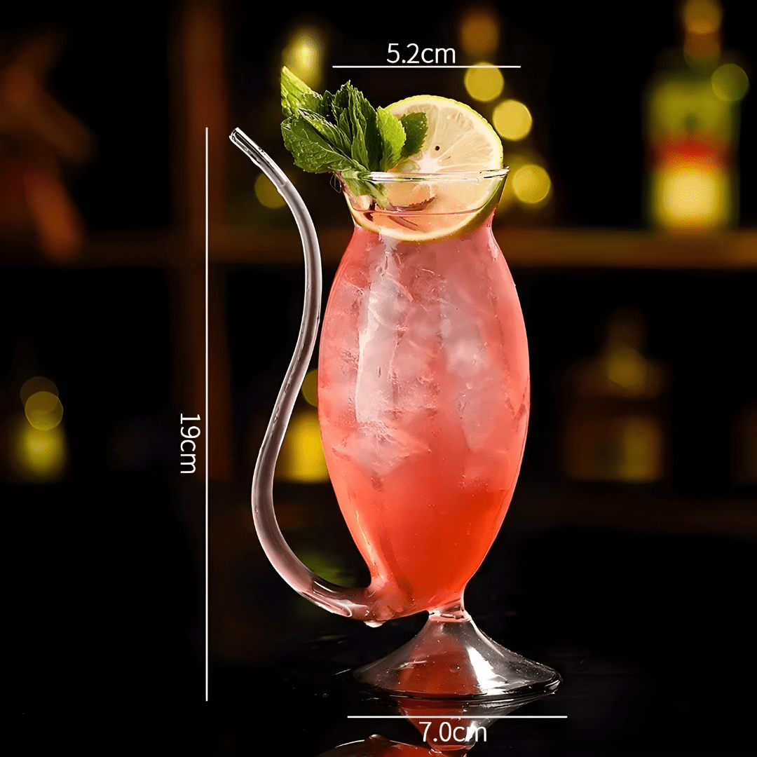 340ml Creative Glass Cup with Built-In Straw – Elegant Juice & Wine Tumbler