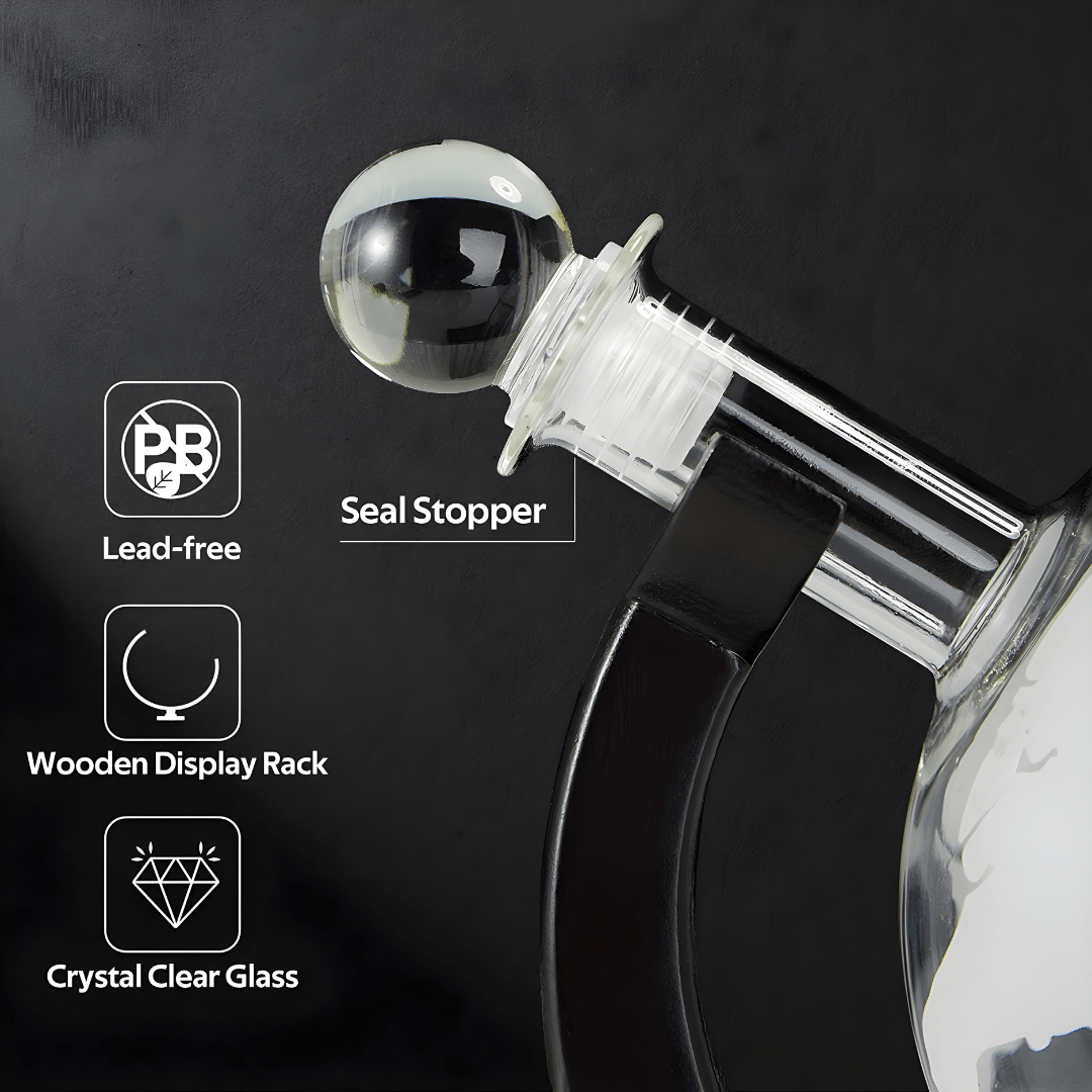 World Map Globe Decanter & 4-Glass Set – 850ml Crystal
