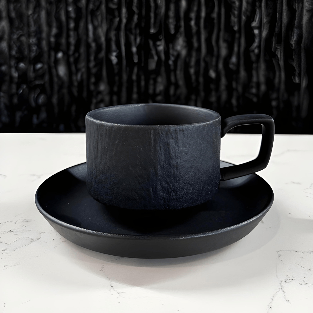 Rock Series Textured Mug with Saucer – 200ml Premium Reinforced Porcelain