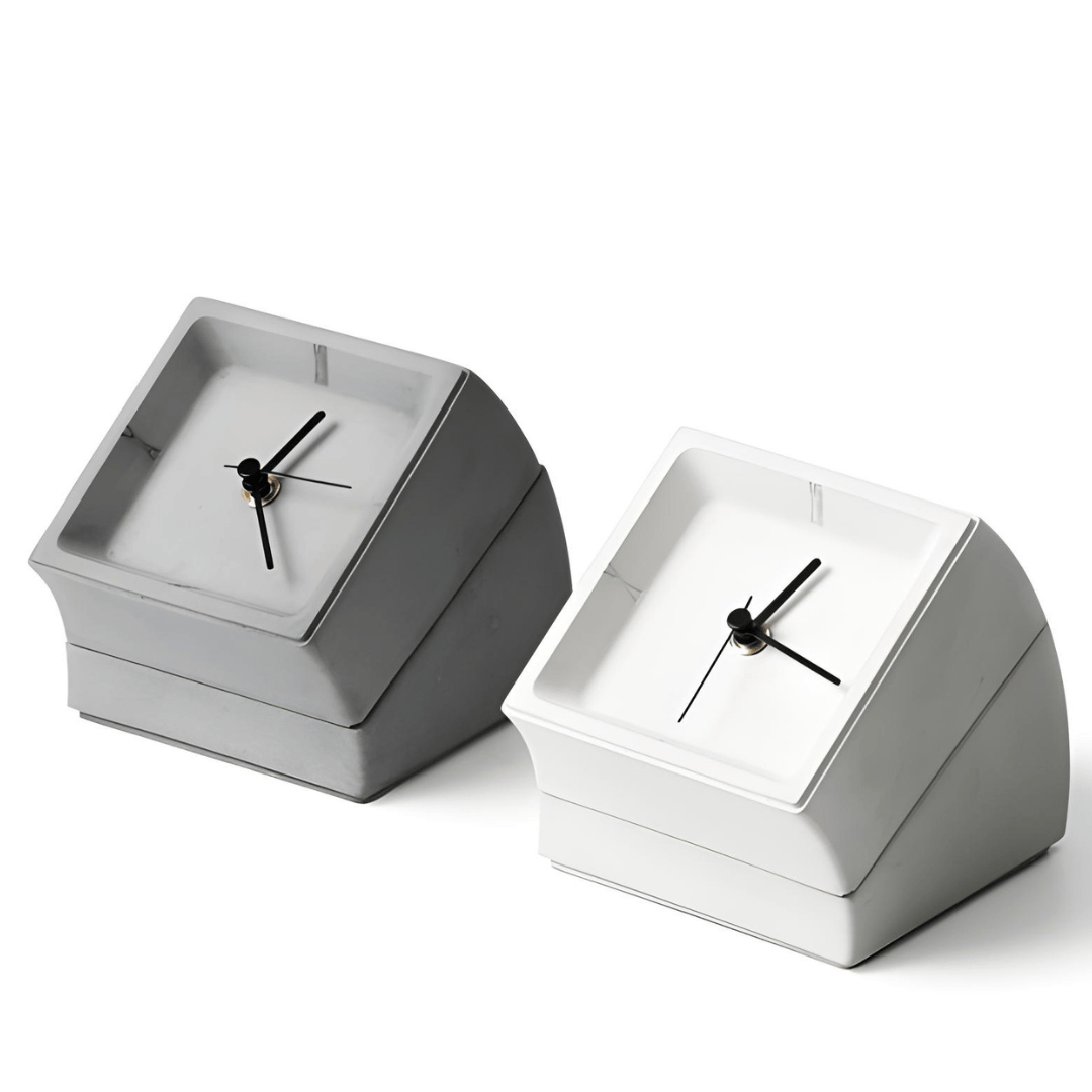 Concrete Desk Clock with Storage – Gray or White